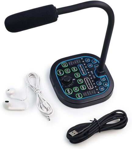 تغيير الصوت المحمول ، تسجيل ألعاب Microphone Microphone Microphone مع 16 مؤثرات صوتية ، Mini البث المباشر مرنك لجهاز الكمبيوتر المحمول PS4 PS5 Xbox One in Kuwait
