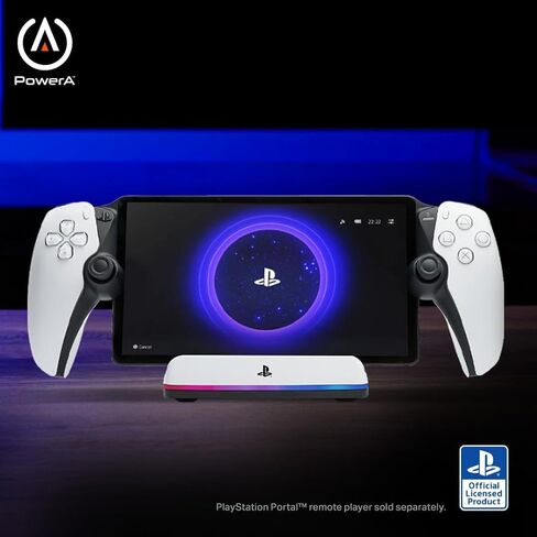 محطة شحن Powera لـ PlayStation Portal ™ عن بُعد مع Lumectra ™ ، إضاءة RGB ، شاحن مغناطيسي ، شاحن مغناطيسي ، رسوم ، قاعدة مرجحة ، مرخصة رسميًا in Saudi Arabia