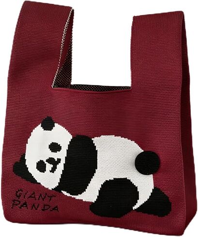 Banami Cute Panda Bag,Durable,Fashion Knit Tote Bag for Women in Saudi Arabia