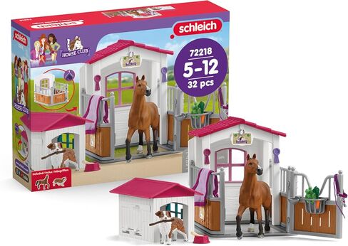 Schleich Horse Club - 32 PC Stall and Doghouse Playet مع تمثال حصان وكلاب لعبة للفتيات والفتيان - الأطفال الذين تتراوح أعمارهم بين 5 سنوات | 72218 in Saudi Arabia