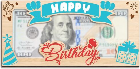 Wooden Birthday Money Holder, Happy Birthday Gifts For Friends Boys Girls, Cash Holder Holiday Party Supplies -03 in Saudi Arabia