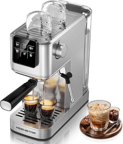 Espresso Machine, 20Bar Hot & Iced Coffee Machine with Rapid Cold Brew, Espresso Maker with Milk Frother Steam Wand, Touch Screen with 37oz Water Tank for Latte, Cappuccino, Gift, Creamwhite in Kuwait
