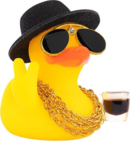 wonuu Rubber Duck Car Ornament Funny Office Gifts Duck Car Dashboard Decorations Quirky Decor Coffee Cup (3.54 Inches) in Saudi Arabia