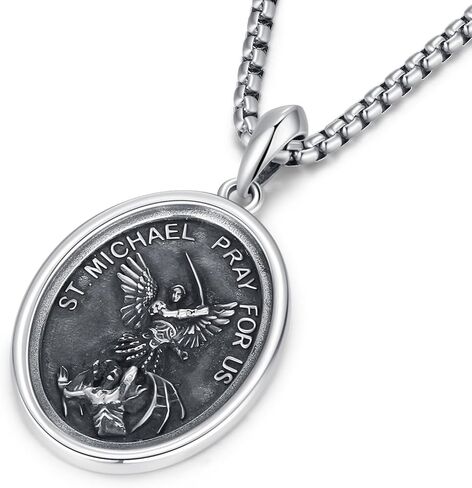 قلادة Michael Michael Medal Necklace 925 Sterling Silver Archangel Saint Michael Netclaces Catholic Sigil Ambulet Dentical Protector Jewelry for Men in Kuwait