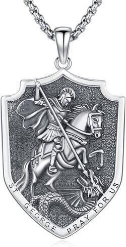 قلادة Michael Michael Medal Necklace 925 Sterling Silver Archangel Saint Michael Netclaces Catholic Sigil Ambulet Dentical Protector Jewelry for Men in Kuwait
