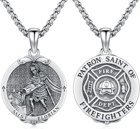قلادة Michael Michael Medal Necklace 925 Sterling Silver Archangel Saint Michael Netclaces Catholic Sigil Ambulet Dentical Protector Jewelry for Men in Kuwait