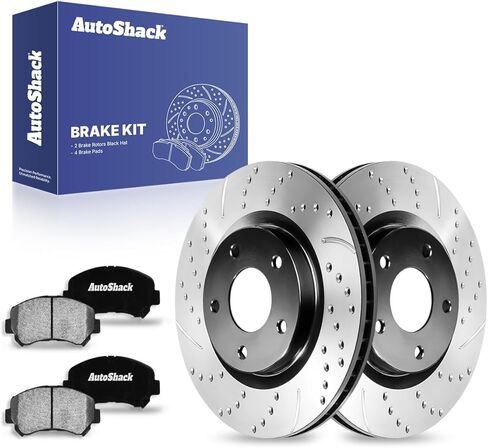 Autoshack Front Brake Kit Replace for 2008-2013 Nissan Rogue 2014-2015 Rogue Select 2.5L AWD FWD DISC BRAKE ROTORS مع منصات الفرامل السيرامية 11.7 "(295.8 مم) RSCD41514-41514-1338-2-4 in Kuwait