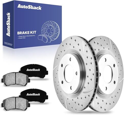 Autoshack Front Brake Kit Replace for 2008-2013 Nissan Rogue 2014-2015 Rogue Select 2.5L AWD FWD DISC BRAKE ROTORS مع منصات الفرامل السيرامية 11.7 "(295.8 مم) RSCD41514-41514-1338-2-4 in Kuwait