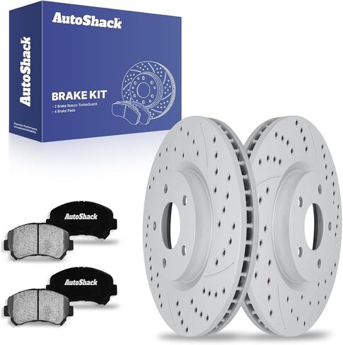 Autoshack Front Brake Kit Replace for 2008-2013 Nissan Rogue 2014-2015 Rogue Select 2.5L AWD FWD DISC BRAKE ROTORS مع منصات الفرامل السيرامية 11.7 "(295.8 مم) RSCD41514-41514-1338-2-4 in Kuwait