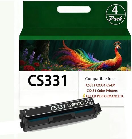 CS331 CX331 TONRER CARTRIDGE-4 PACK ، 20N10K0 20N10C0 20N10M0 20N10Y0 استبدال LEXMARK CS331 CX331 CS431 CX431 COLOR PRINTERS (مع رقاقة) in Kuwait
