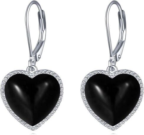 Abalone Shell Heart Leverback Dangle Earrings Sterling Silver Fashion Jewelry Gifts for Women in Kuwait