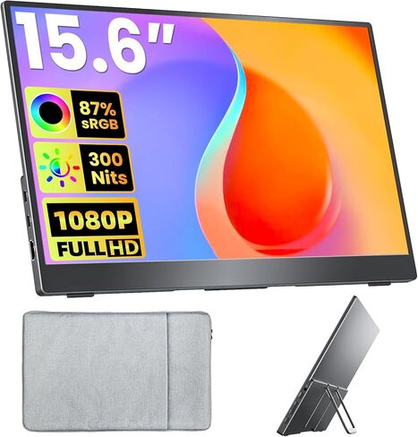 Portable Monitor 18.5 inch 1080P FHD 100Hz 125% sRGB HDMI USB-C Large Portable Monitor for Laptop MacBook Xbox PS4/5, Travel Monitor with Kickstand, VESA Compatible in Kuwait
