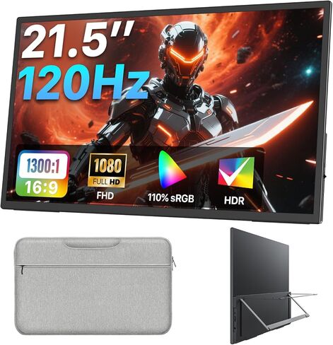 Portable Monitor 18.5 inch 1080P FHD 100Hz 125% sRGB HDMI USB-C Large Portable Monitor for Laptop MacBook Xbox PS4/5, Travel Monitor with Kickstand, VESA Compatible in Kuwait