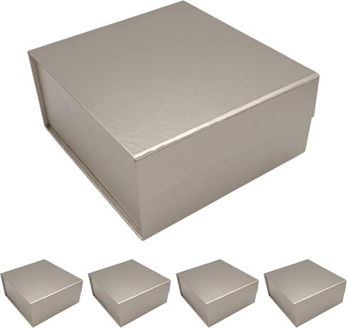 مربع Cecobox 5pc غير اللامع مع غطاء مغناطيسي لتعبئة الهدايا (10 "x10" x4.5 "، أبيض) in Kuwait