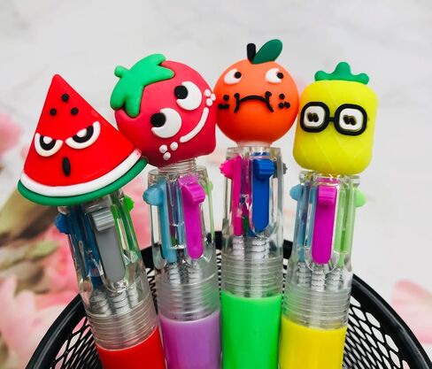 12pcs قلم متعدد الألوان أناناس في واحد 4 في 1 فاكهة صغيرة فاكهة صغيرة أقلام أقلام المرح متنوعة الحبر كاواي بوينت in Kuwait