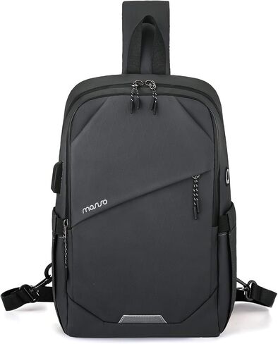 MOSISO Sling Backpack Travel Hiking Daypack, Large Crossbody Sling Bag with USB Charging Port for Men Women 3 Layer Pockets One Shoulder Chest Bag for Outdoor Sports Casual Commuting, Black in Saudi Arabia