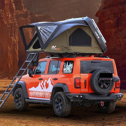 Naturnest Rooftop Tent Hard Shell with Annex Room, Easy Set Up Large Tent for 2-3 Person Camping, Waterproof Windproof 4 Season Tents for Truck, Jeep, SUV, Van, Trailer - Sirius 1 Plus with Annex Room in Saudi Arabia