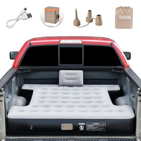 Tecoom [2025 Upgrade] Wireless Inflatable Truck Bed Air Mattress for 5.5-5.8ft, Full Size Short Truck Bed, Air Mattress Bed w/Cordless Rechargeable Pump, Pickup Blow up Bed for Outdoor Camping in Kuwait