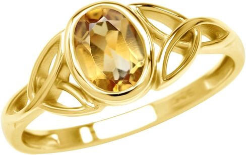 Silvershake 7x5MM Oval Shape Birthstone Gemstone White Gold Plated or 18K Yellow Gold Plated 925 Sterling Silver Triquetra Trinity Celtic Knot Solitaire Ring Jewelry for Women in Saudi Arabia