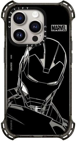 CASETiFY Bounce iPhone 15 Pro Max Case [Iron Man Co-Lab / 6X Military Grade Drop Tested / 21.3ft Drop Protection/Compatible with Magsafe] - Iron Man Blue Print Tech - Red - Clear Black in Kuwait