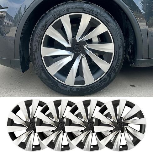 KAVANIC 2025 Tesla Model Y Rim Protectors 20 Inch [4-Pack] - Premium ABS Silver Rim Guards, Anti-Scratch Curb Rash Tesla Rim Protector Model Y, Easy Snap-On Design in Kuwait