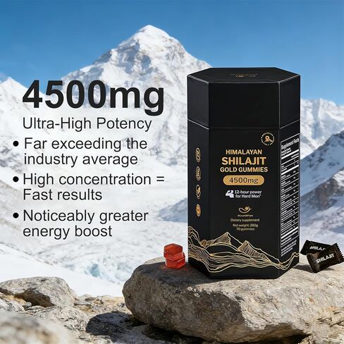 Organic Pure Himalayan Shilajit Gummies with Ashwagandha and Sea Moss – Gold Shilajit for Men & Women Supplement, 105+ Natural Trace Minerals, 70-Gummy (11-Ingredient Recipe) in Saudi Arabia