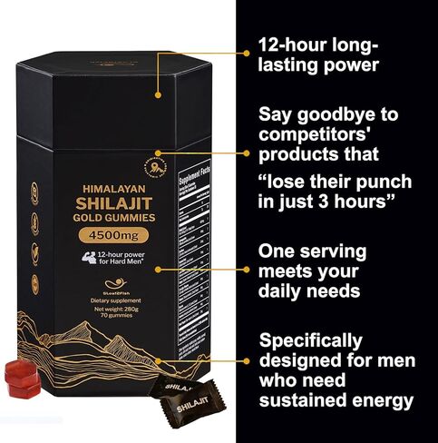 Organic Pure Himalayan Shilajit Gummies with Ashwagandha and Sea Moss – Gold Shilajit for Men & Women Supplement, 105+ Natural Trace Minerals, 70-Gummy (11-Ingredient Recipe) in Saudi Arabia