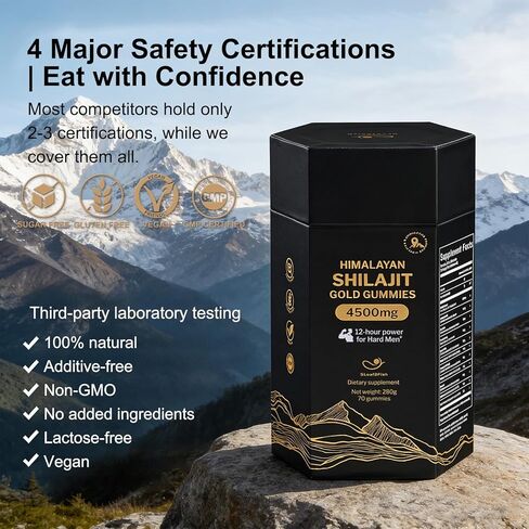 Organic Pure Himalayan Shilajit Gummies with Ashwagandha and Sea Moss – Gold Shilajit for Men & Women Supplement, 105+ Natural Trace Minerals, 70-Gummy (11-Ingredient Recipe) in Saudi Arabia