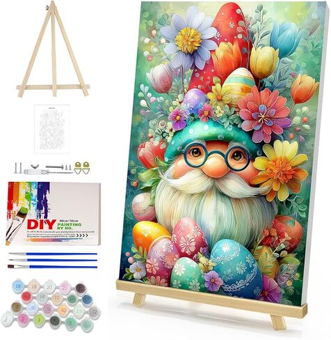Maxbye Rabbit Paint بواسطة أرقام أرقام للبالغين ، طلاء أرنب رومانسي بأرقام أرقام للمبتدئين ، اللون الأكريليك DIY على الرقم على القماش للديكور المنزلي هدية 12x16 بوصة in Saudi Arabia