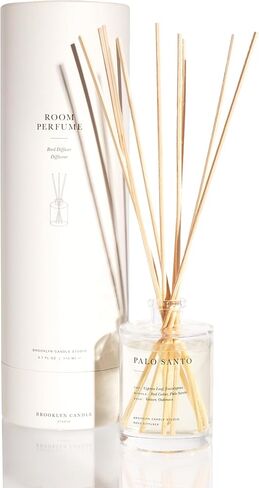 Brooklyn Candle Studio Reed Scent Diffuser - Fern & Moss - Relaxing Oil Diffuser, Sage, Lavender & Pine Fragrance, 8 Rattan Diffuser Reeds, Clean Ingredients - 4.4oz in Kuwait
