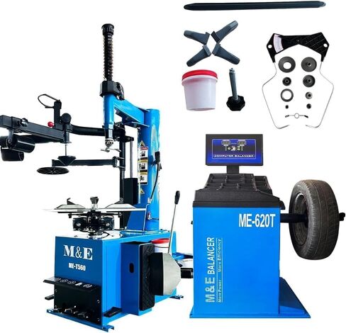 Double Arm 2.0HP Tire Changer Machine and Balancer Combo 24" Tire Changer Automatic Measurement Wheel Balancing Tire Machine for Home and Shop in Kuwait