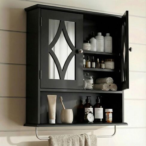 Royalcraft Bathroom Medicine Cabinet Hound ، فوق خزانة تخزين المرحاض مع رف المناشف والرف القابل للتعديل ، وفرقة الحمام كبيرة الحائط جدار 22 * 25 بوصة (أبيض) in Kuwait