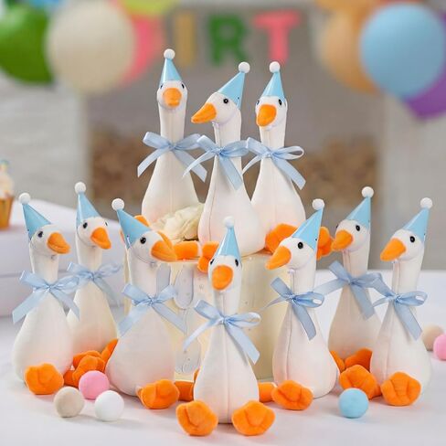 12 Sets One Silly Goose Birthday Decor 1st Baby Shower Party Favor Gift 7. 1 Inch White Geese Plush Stuffed Animal with Mini Party Hats and Ribbons(Cute,Colorful) in Saudi Arabia