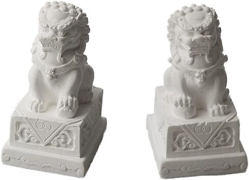 Asian Fu Foo Dogs-Pair of Two Guardian Lions,Stone Statues Feng Shui Decor in Saudi Arabia