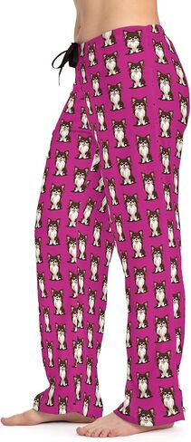 Long Haired Chihuahua Dog Hot Pink Women's Pajama Pants with Chihuahuas Puppy Pet Dog Pattern - Meandering Annie in Kuwait