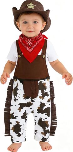 COSLAND 3pc Baby and Toddler Boys' Cowboy Outfit, Kids Halloween Costume, 3 Months-3T in Saudi Arabia