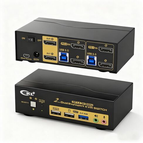 DisplayPort Dual Monitor KVM Switch (4K@60Hz for 2 Computers 2 Monitors Supports Hotkey) in Saudi Arabia