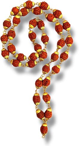 Lovenspire معتمدة Rudraksha Kantha Mala + Japa Bag Gaumukhi 5 Face (Panchmukhi) Himalayan أصيلة رودراكش راكب روزاري جارلاند ياب تيبتية ديني مالا قلادة - بوجا اليوغا. in Kuwait