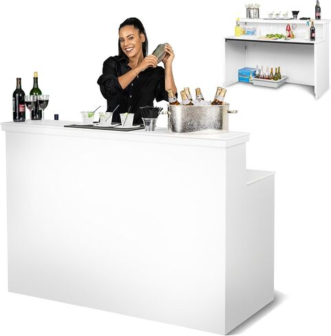 GoBar Elite Portable Bar Table for Events - Foldable Commercial Grade Wood - Mobile Bartending Station in Kuwait