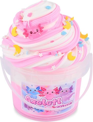 3 Pack Axolotl Slime Kit, Blue Butter, Purple Cloud, Pink Crunchy Slime with Axolotl Charms, Soft, Stretchy, Slime Party Favor for Girls & Boys, Classroom Rewards, Birthday Gifts for Kids in Saudi Arabia