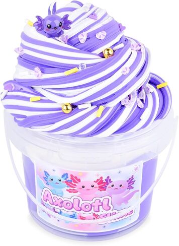 3 Pack Axolotl Slime Kit, Blue Butter, Purple Cloud, Pink Crunchy Slime with Axolotl Charms, Soft, Stretchy, Slime Party Favor for Girls & Boys, Classroom Rewards, Birthday Gifts for Kids in Saudi Arabia