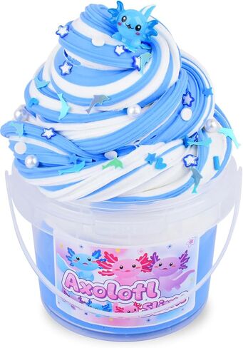 3 Pack Axolotl Slime Kit, Blue Butter, Purple Cloud, Pink Crunchy Slime with Axolotl Charms, Soft, Stretchy, Slime Party Favor for Girls & Boys, Classroom Rewards, Birthday Gifts for Kids in Saudi Arabia
