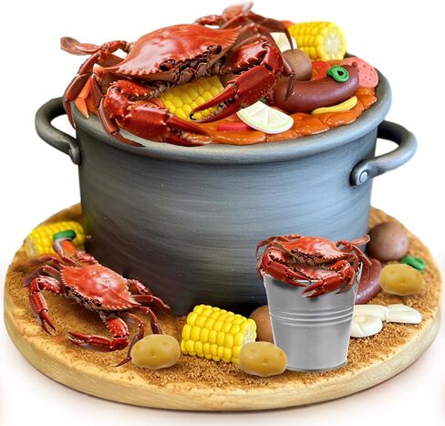 13 Pcs Crawfish Boil Party Supplies Fake Crawfish Party Decorations Lobster Cake Toppers Plastic Crayfish Potato Corn Metal Pail for Lobster Theme Birthday Festival Potluck in Saudi Arabia
