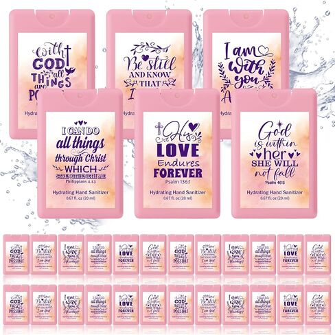 Frienda 24 Pcs Christian Hand Sanitizer Spray Bulk Travel Size Hydrating Hand Sanitizer Spray Mini Pocket Religious Christian Appreciations Gift for Women Coworker Summer Travel Picnic Favor in Kuwait