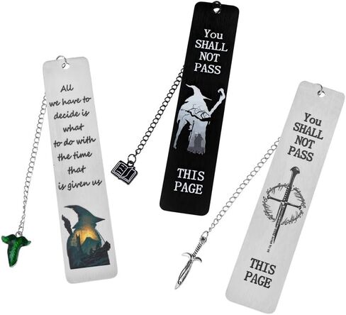 1/2Pcs Evenstar Stainless Steel Bookmark - Gandalf “You Shall Not Pass" Classic Movie Quotes, Reading Marker for Movie Lovers, Perfect Gift for Men and Women (Set of 2) in Saudi Arabia