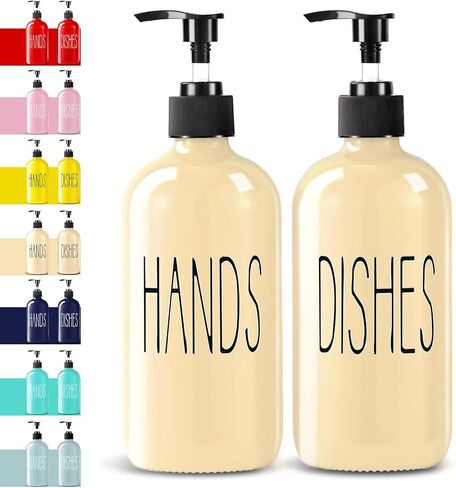 Glass Soap Dispenser Set 2 Pack,Contains Hand and Dish Soap Dispenser.Premium 16 Oz Black Kitchen Soap Dispenser Set for Kitchen Sink and Farmhouse Decor in Saudi Arabia
