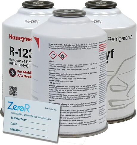 ZeroR® HFO-1234YF R1234YF Refrigerant for MVAC Use in 8oz SSV Cans (1 Can) with Maintenance Label in Saudi Arabia
