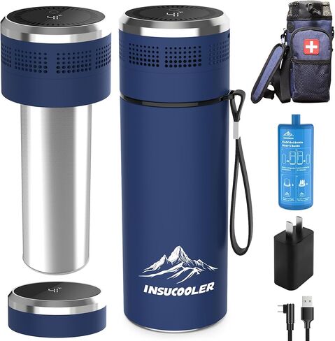 Insulin Cooler Travel Case,TSA Approved,48H Cooling for 3-7 Pens,Medication Cooler for Travel,Digital Temperature Display for Safe Travel in Saudi Arabia