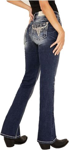 Miss Me Women's Winter Star Longhorn Mid-Rise Bootcut Jeans in Saudi Arabia