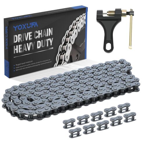 YOXUFA 420 Motorcycle Chain 132L Compatible with 110cc 125cc 50cc 70cc SSR TaoTao Apollo Coolster Kazuma Pit Dirt Bike ATV 4 Wheel Predator 212cc Coleman CT200U Baja MB165 Mini Bike Go Kart Red Parts in Saudi Arabia
